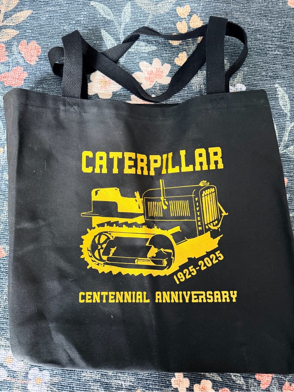 Caterpillar Black and Yellow Centennial Graphic Tote